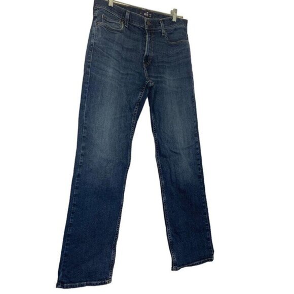 Hollister Mens Classic Straight Epic Fle Dark Wash Blue Jeans W32 L32​ - Picture 1 of 10